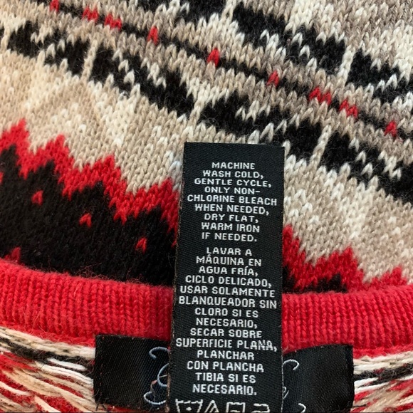 Crystal Kobe Red Black Cream Button Up Sweater L - Picture 8 of 8